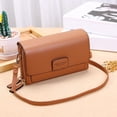 thumbnail image 1 of Bolso bandolera cuadrado para mujer, bolso de hombro tipo mensajero, bolso de mano con cremallera de cuero PU, bolso de teléfono con tarjetero a mo marrón Soledad embrague de hombro para mujer, 1 of 7