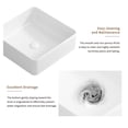 thumbnail image 5 of Vessel Sink Rectangle Bathroom Sink Rectangular White Vessel Sink 15" x 15" Porcelain Ceramic Vessel Vanity Sink Art Basin, 5 of 7