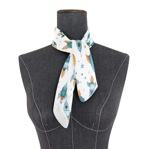 Square Scarf 24x24 Inch Little Rocket Ships Pattern Silky Satin Sun Protection Neck Scarf for Women Multi-Purpose Head Wrap Bandana for Hair Bag Decoration