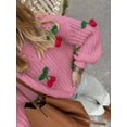 thumbnail image 3 of Cogild Knitted Oversized Sweaters for Womens with Cherry Embellishments for Casual Wear Solid Color Long Sleeves Fall Winter Sweaters for Womens, 3 of 7