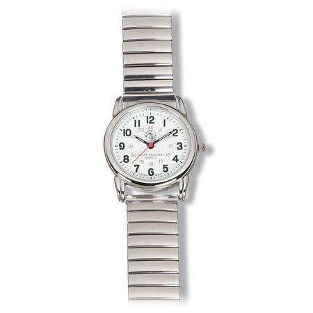 Prestige Medical Nurse 24 Hour Chrome Expansion Band Watch, New 1631