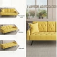 thumbnail image 2 of Aukfa Velvet Futon Convertible Sofa Bed for Home Office, 2 Cup Holders, Nailhead Detail, Yellow, 2 of 10