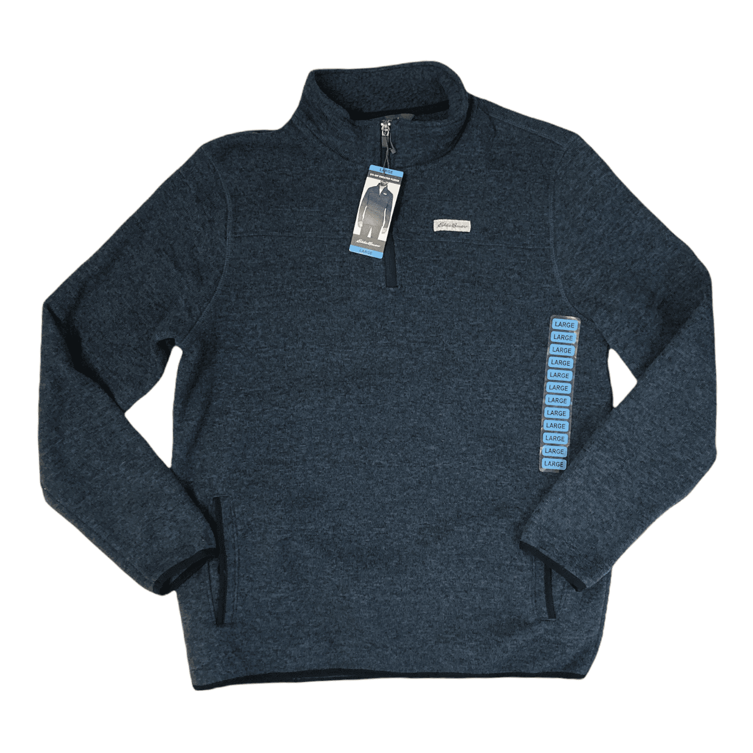 ニット+セーター EDDIE BAUER NORDIC HEART WOOL KNIT ZIP Eddie Bauer Ladies Sweatshirt Blue XL Quilted Half Zip