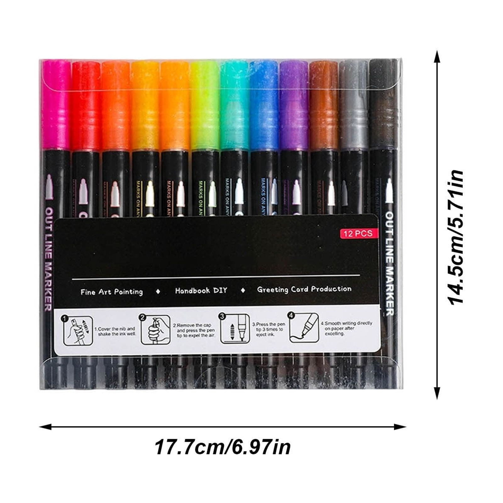 Double Line Marker Pen for Art Drawing Illustration Journaling Scrapbooking Calligraphy Highlighting with Metallic Glitter Effect 1ml Ink Supply