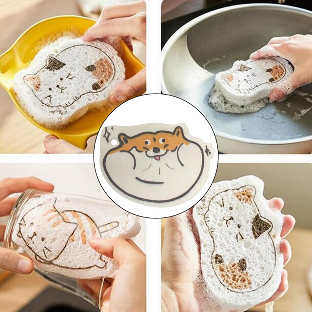 Esponja de limpieza de General, cepillo de limpieza de General, esponja de limpieza de de pulpa de madera para lavar platos, limpieza - Shiba Inu Soledad Esponja para fregar
