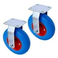 thumbnail image 2 of 8 Inch Caster Wheels Set of 4 - Flat Free Casters, Swivel & Rigid, 220lb Capacity - Blue Industrial Rubber Wheels with Steel Hub & Bearings, 5/8" Bore, 2 of 9