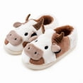 thumbnail image 2 of Cow Slippers for Women and Men, Fluffy Cute Cozy Cartoon Cow Cotton House Slipper Womens Cows Animal Preppy Funny Furry Bedroom Memory Foam Slippers for Women Indoor and Outdoor, 2 of 7