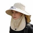 thumbnail image 2 of FUZHIQ Full Coverage Solar Fan Hat with Face Mask & Neck Flap, Wide Brim Rechargeable UV Protection Cooling Hat for Fishing Farming Cycling,B, 2 of 8