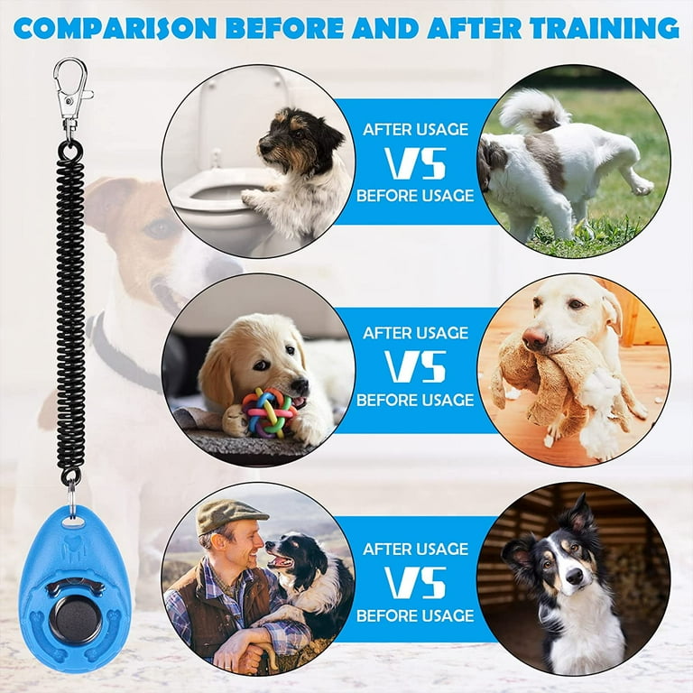 OYEFLY Dog Training Clicker with Wrist Strap Durable Lightweight Easy to  Use, Pet Training Clicker for Cats Puppy Birds Horses. Perfect for  Behavioral Training 2-Pack Black and Water lake blue