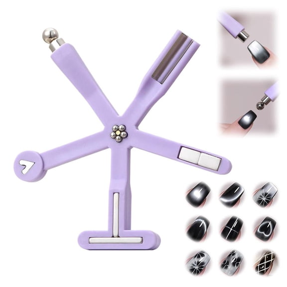 SharkTRUE 8-in-1 Cat Eye Magnet Tool for Nail Art – Creates 8 Stylish Patterns, Professional Magnetic Styler for DIY Nails