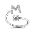 thumbnail image 1 of Anillo con letras creativas, sencillo y combinable, de estilo europeo y americano, con diamantes y apertura con 26 letras inglesas, anillo ajustable, 1 of 6