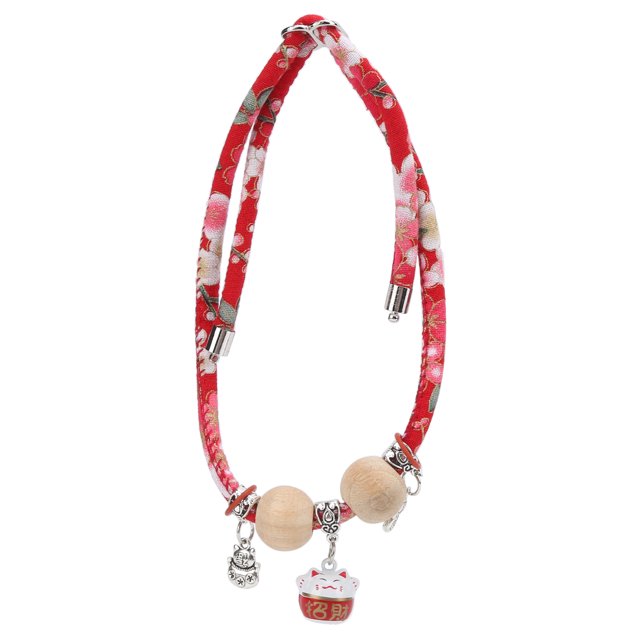 Collar de decoración de algodón para conejos para mascotas, collar ajustable con colgante de campana para animales pequeños, rojo con campana L