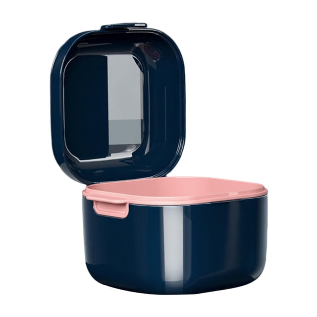 Estuche para dentadura postiza Sunnimix Azul con Canasta de Soporte de ortodoncia