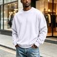 thumbnail image 5 of Men's Casual Sweatshirt Cotton Long Sleeve Crewneck Sweatshirts Fashion Lightweight Solid Workout Gym Pullover White M, 5 of 5