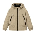 thumbnail image 4 of Piuwrlz Boys Hood Padded Jacket Boy Cotton Puffer Jacket with Zipper Long Sleeved Winter Coat Khaki Size 7, 4 of 6