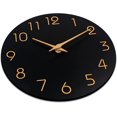 thumbnail image 2 of Reloj de pared moderno de 10 pulgadas, marco dorado con movimiento de cuarzo silencioso que no hace tictac, perfecto para comedor, oficina, hospital (negro), 2 of 5
