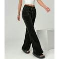 thumbnail image 6 of Velvet Pants Women Lounge Comfy Velour Flare Pants Casual Wide Leg High Waisted Drawstring with Pockets Black L, 6 of 8