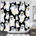 thumbnail image 1 of Whimsical Ghost Shower Curtain - Cute Cartoon Design with Stars - Halloween Decor, 1 of 4