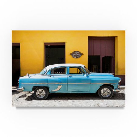 retro blue car by philippe hugonnard, 16x24-inch canvas wall art