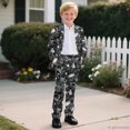 thumbnail image 6 of Whosucclay Polyester Football Doodle Print Boys Outfit for School Wedding, 2 Pieces Boys Suit Single Button Non-Stretch Durable, 6 of 10