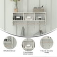 thumbnail image 6 of Merrick Lane 5.5” x 23.5” Whitewashed 2-Tier Wall Mount Storage Rack with Upper Shelf, 6 of 12