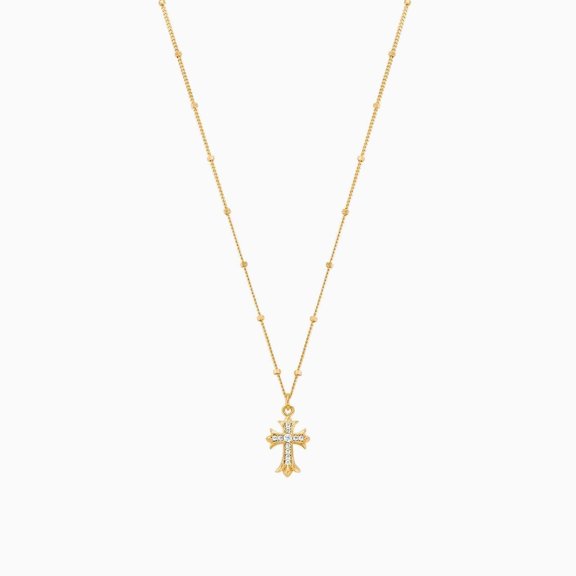 Bearfruit Jewelry Sterling Silver 18k Gold Plated Isla Cross Long Necklace