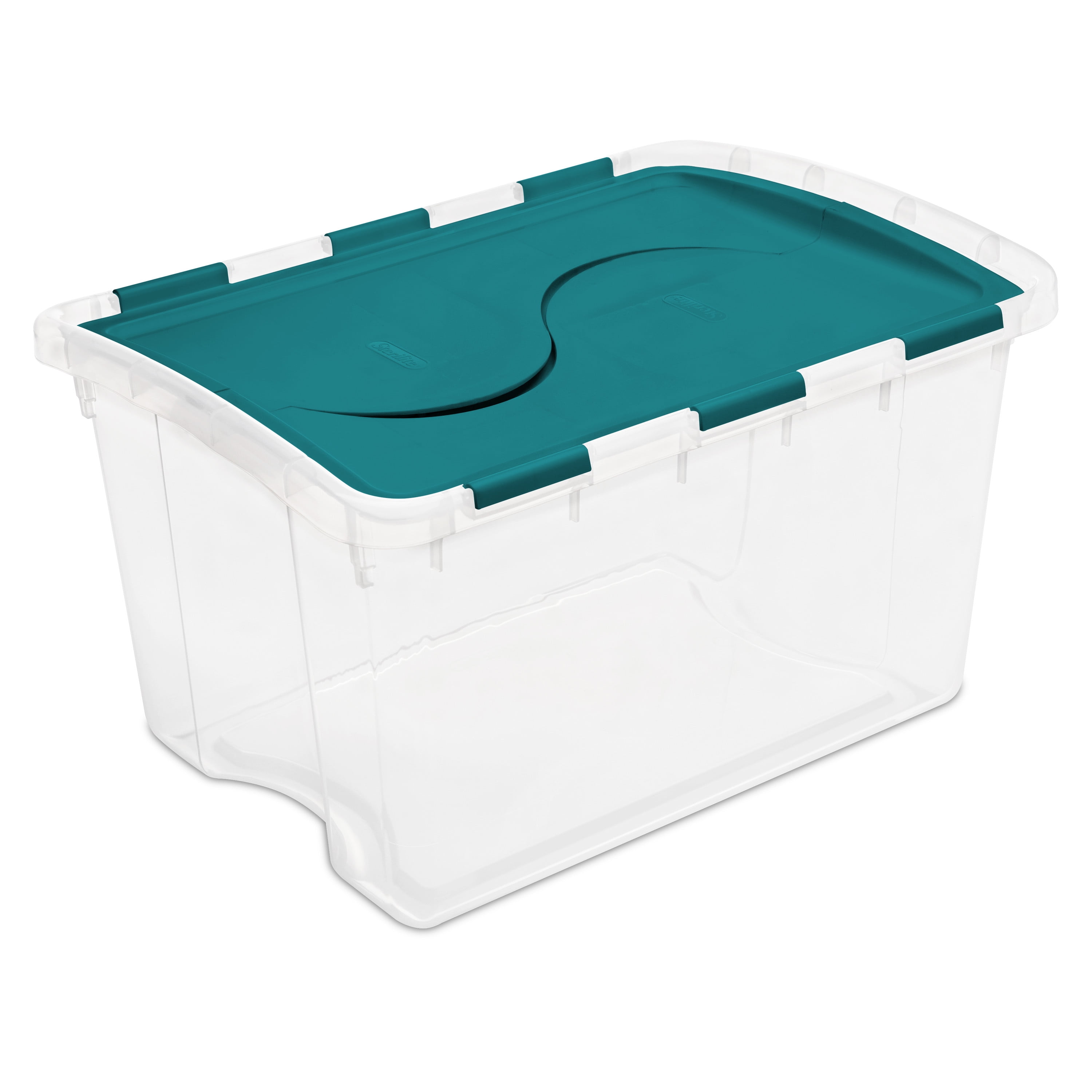 Sterilite 48 Qt. Hinged Lid Storage Box Teal Sachet Set of 6