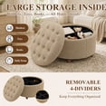 thumbnail image 6 of EOP Tufted Round Storage Ottoman, 25" Multi-Functional Footrest and Coffee Table with Reversible Tray Lid for Living Room, Bedroom, Coffee, 6 of 13