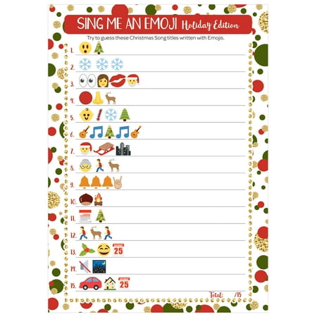 Christmas Game Sing Me an Emoji 25 player - Holiday Party Activity Song Guessing Game - 25 Game (Best Games For The Holidays)