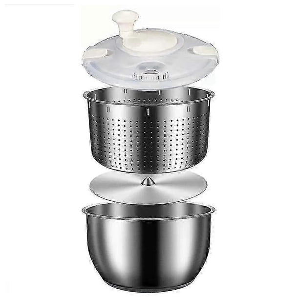 Exquisite 6L Salad Spinner Stainless Steel Large Vegetable Washer with PP Lid for Fruit Washer Pasta & Fries Spinner Salad Dryer