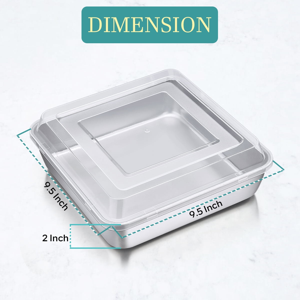 E-far 9x9 Inch Square Baking Pan with Lid Set, Nonstick Square Cake Pans  Metal Bakeware for Oven Cooking Lasagna Brownies, Stainless Steel Core &  Easy