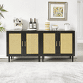 thumbnail image 2 of Hommoo Rattan Storage Side Cabinet, Side Panel Buffet Cabinet with Adjustable Shelves, Modern Console Cabinet, Black, 2 of 5
