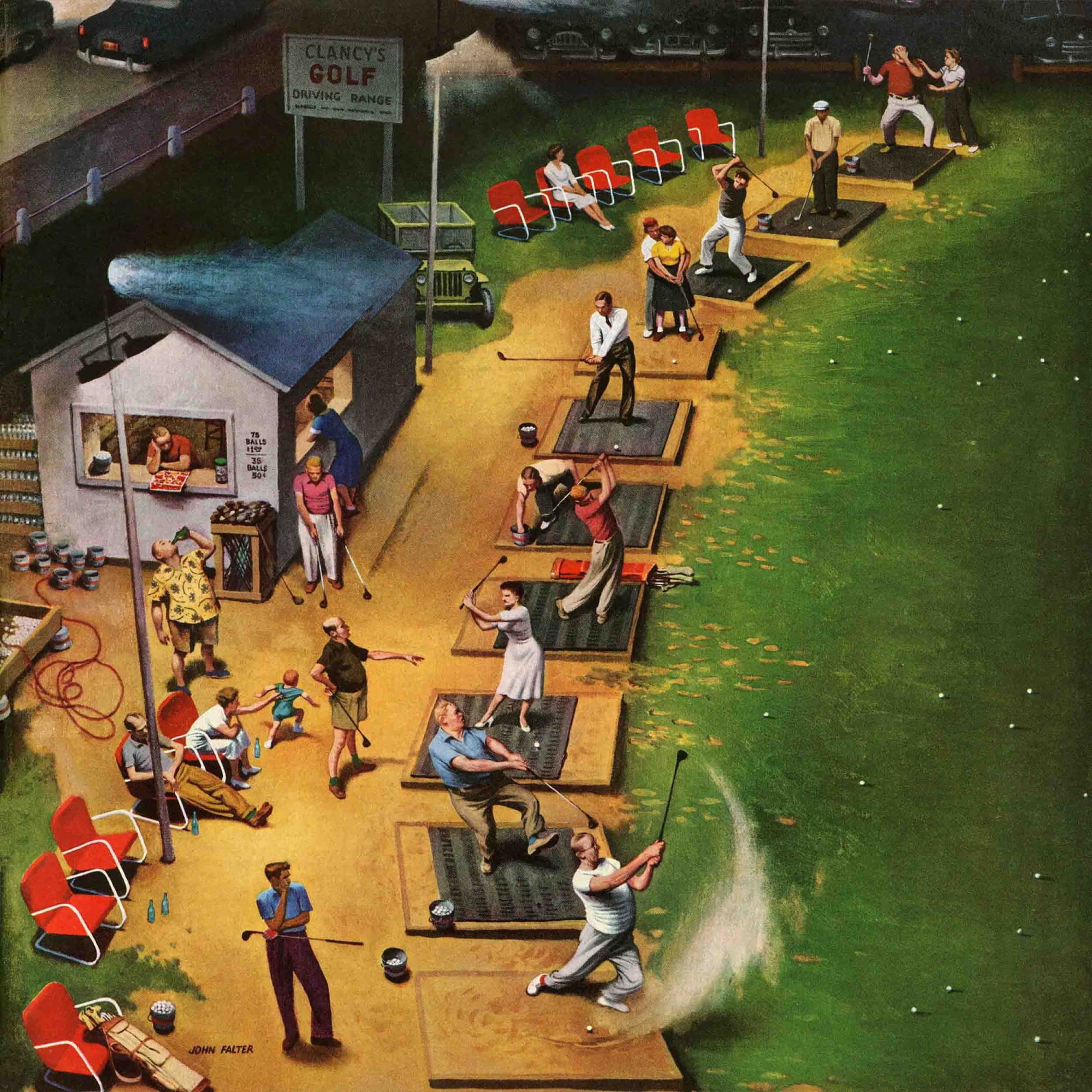 Marmont Hill Golf Driving Range by John Falter Painting Print on Canvas