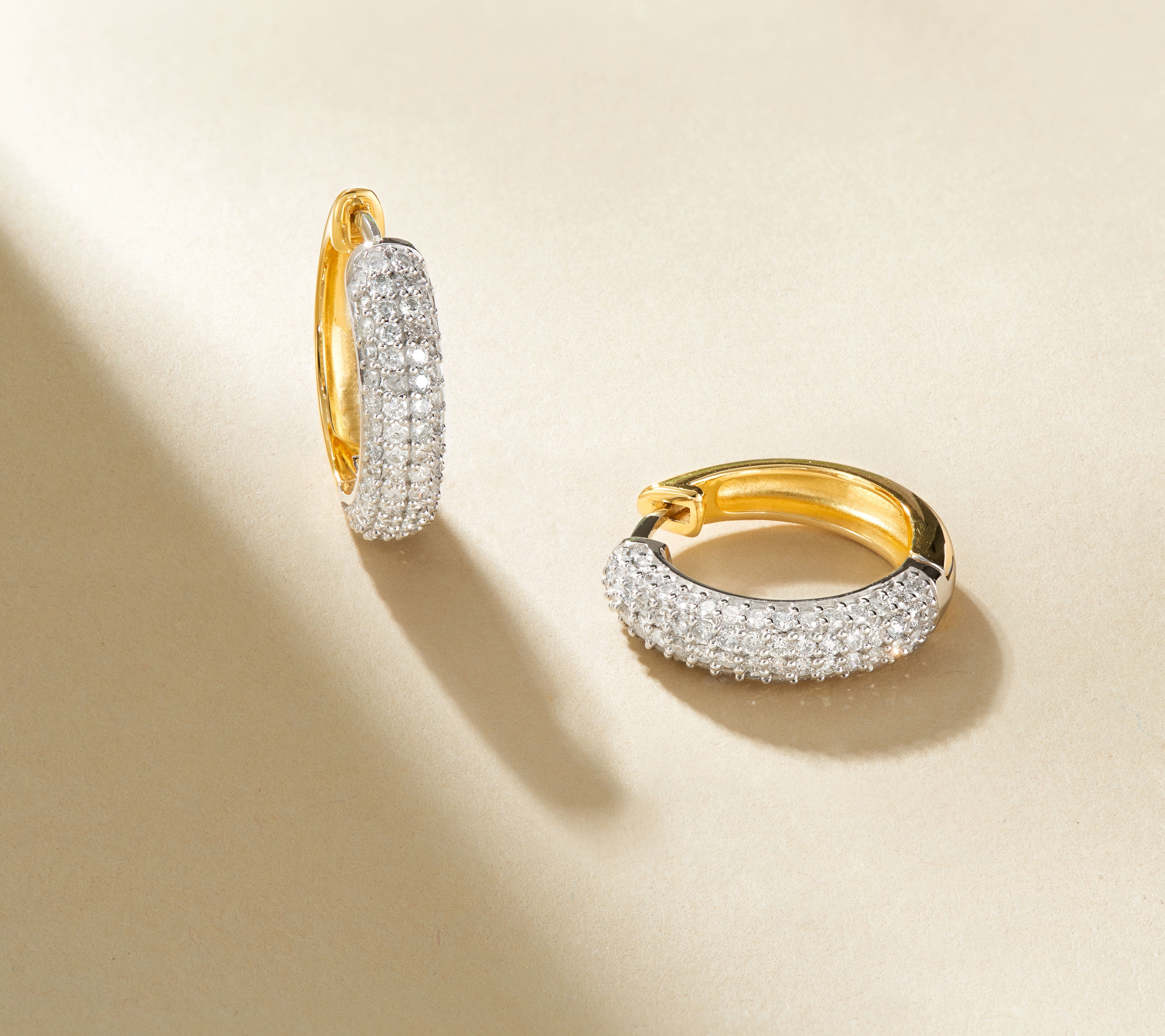 Forever Facets 1.00 CT TW Lab Grown Diamond Hoops in 18k Gold over Sterling Silver, Adult Female