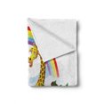 thumbnail image 2 of Wildlife Soft Flannel Fleece Blanket, Illustration of Cartoon Animals Under Rainbow Gorilla Hippo Zebra Childhood Theme, Cozy Plush for Indoor and Outdoor Use, 70" x 90", Multicolor, by Ambesonne, 2 of 6