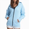 thumbnail image 3 of Towmus Hoodies for Women Casual Long Sleeve Hoodies Sweatshirts Plus Size Zip up Drawstring Loose Fall Winter Coat Jacket with Pocket, 3 of 6