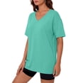 thumbnail image 2 of Fantaslook Casual Women T Shirts Short Sleeve Summer Tops Loose Fit V Neck Shirts Basic Tees Gym Workout Clothes, 2 of 9
