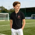 thumbnail image 2 of Usa 250 Shirt Boys Knit Waffle Polo Breathable Blend Soft Soft Everyday Top Kids 4Th of July Shirt Black 3-4 Years, 2 of 5