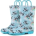 thumbnail image 2 of Puddle Play Waterproof Aqua Panda PVC Rain Boots Easy-On Handles - Size 9 Toddler - Blue, 2 of 6