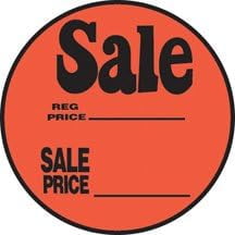 LR2PRI Retail Sale Price Regular Price Label Fluorescent Stickers 250 Per Roll Round Circle Permanent Adhesive (2" inch) Supermarket-Grocery Business Store Signs