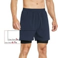thumbnail image 4 of BALEAF Men's 2 in 1 Running Athletic Shorts 5" Quick Dry Workout Shorts with Liner Zipper Pocket Dark Blue/Black Size L, 4 of 7
