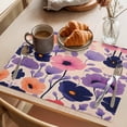 thumbnail image 3 of Spring Floral Placemats Set of 6 Abstract Art Pink Purple Flowers Farmhouse Place Mats Indoor Wipeable Table Mats Washable Cloth Dining Table Placemats for Kitchen Holiday Party Home Decor 13x19 Inch, 3 of 9