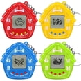 thumbnail image 1 of 4 Pieces Nano Pet Keychain Electronic Pets Nostalgic Virtual Pet Nano Digital Pet Keyring Retro Handheld Game Machine for Boys Girls Adults, 2.2 x 2.2 Inch 168 Pets, Red Blue Yellow Green, 1 of 7