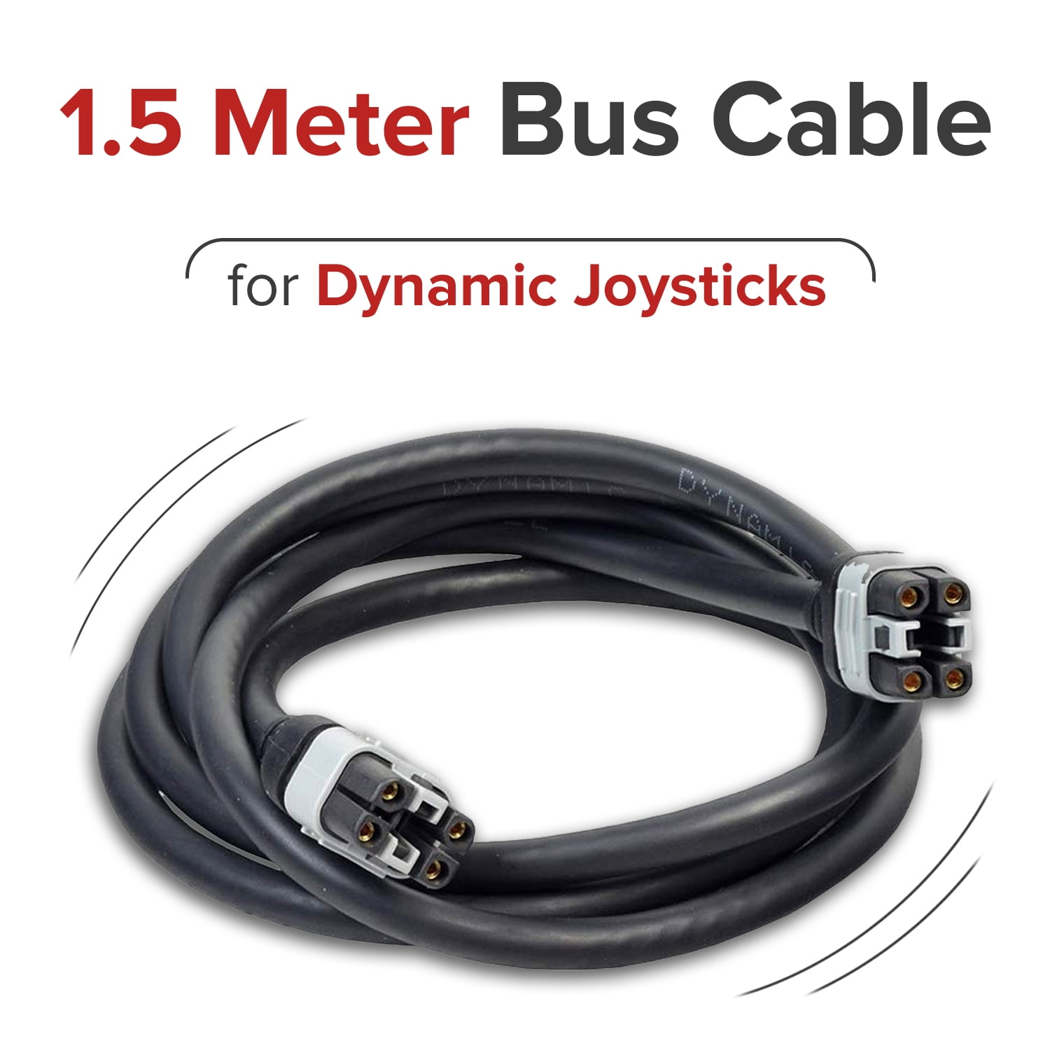 AlveyTech 1.5 Meter Bus Cable for Dynamic Joysticks - (DWR1111H204 / DWR1160H008 / 1133165 / MBC-DYNSBC / 2361-00300-06 / 63300042 / GSM80233) 60" Power Chair Joystick Cable with Male-to-Male Ends