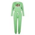 thumbnail image 4 of Tejiojio Christmas Womens Workout Sets Print Long Sleeve Sport Pullover Leisure Crop Tops + Pants Set, 4 of 5