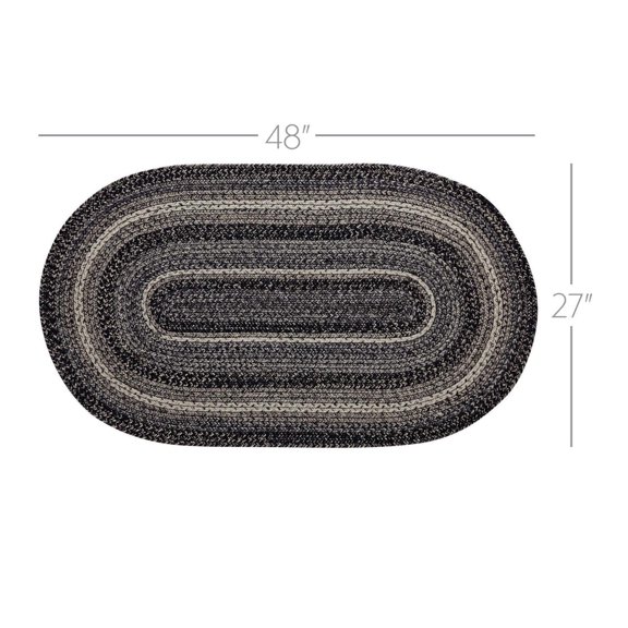 VHC Brands Sawyer Mill Black White Jute Rug Oval w/Pad 27x48