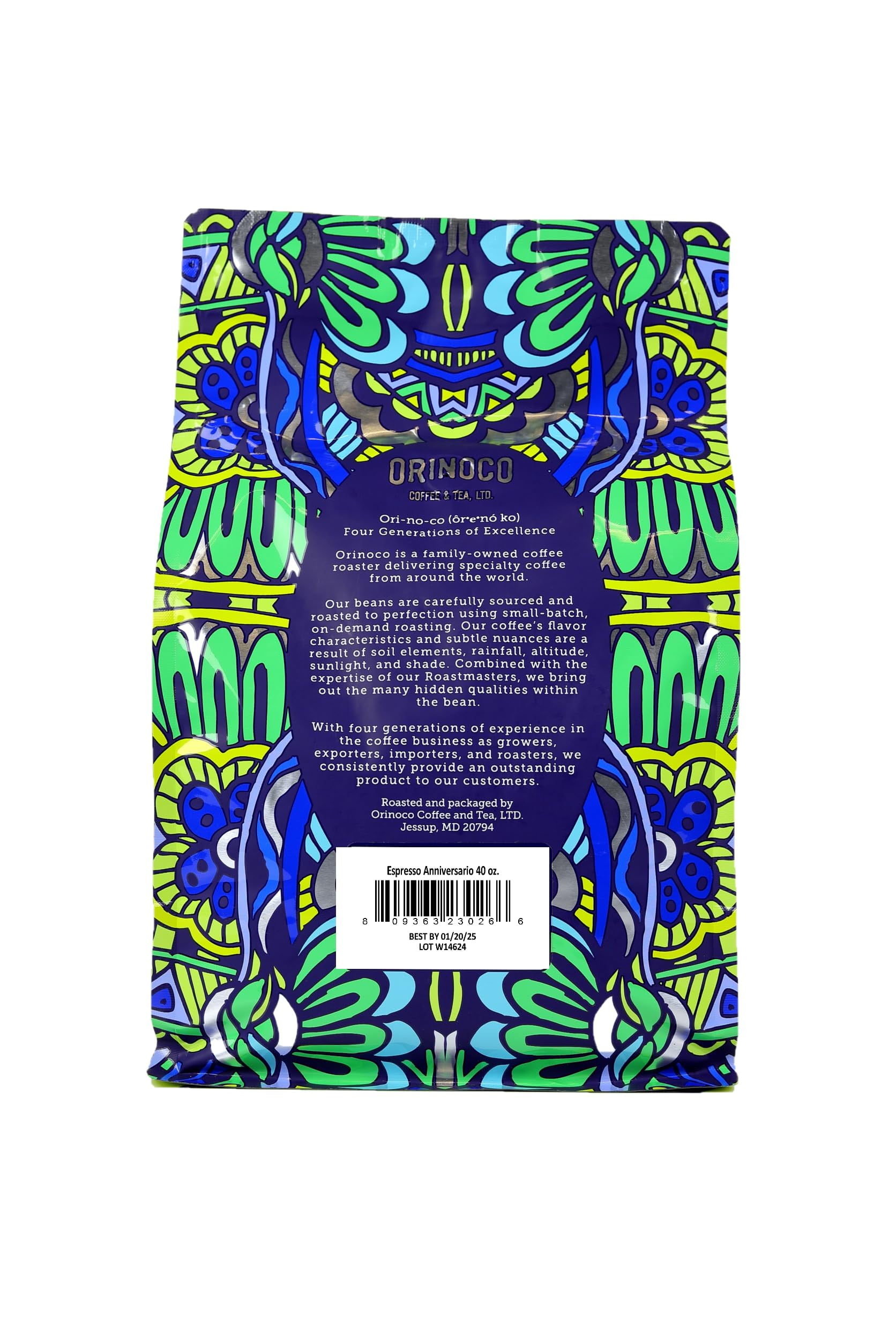 Orinoco Espresso Anniversario 2.5lb bag, Medium Roast, Whole Bean Coffee, 100% Arabica beans