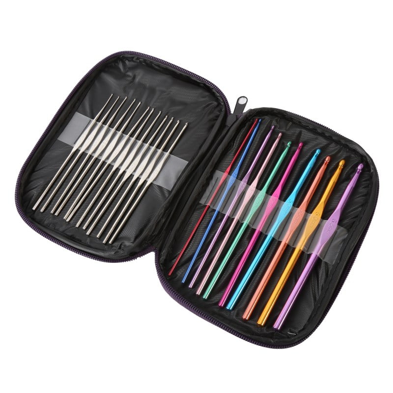 [Brand Clearance!]Xinhuaya Multi Stainless Steel Needles Crochet Hooks Set Knitting Needle Tools With Case Yarn Craft Kit