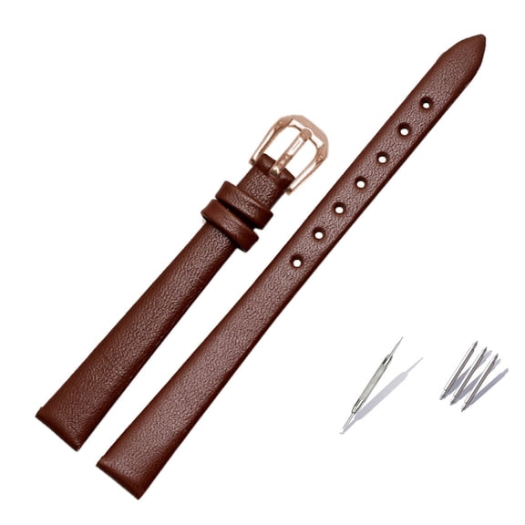 bingyu Women Leather Watch Band 6mm-14mm Slim Replacement Strap Bracelet Black White Red Brown for Small Wrist