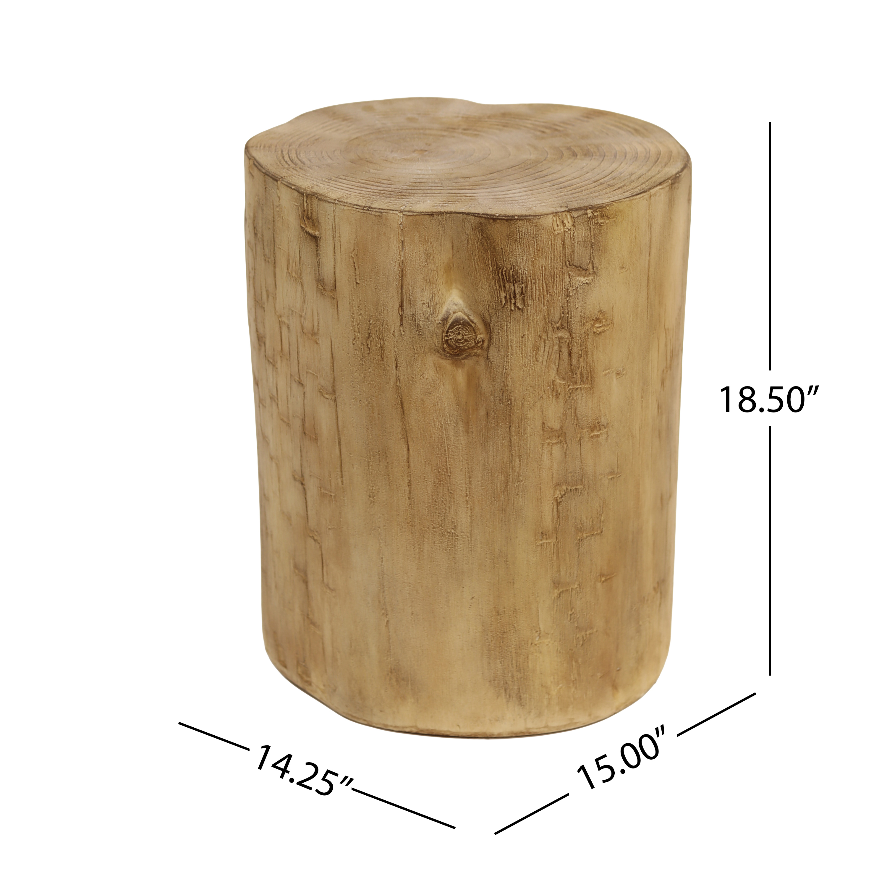 Side Table 14.25 Inch, Outdoor Hand-Painted Wood Stump Table for Patio Garden, Brown